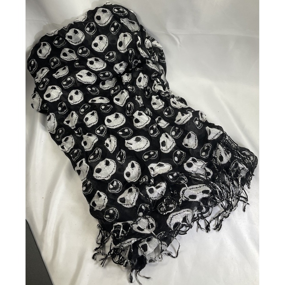 Disney Parks Jack Skellington B & W Scarf Halloween Night Before Christmas